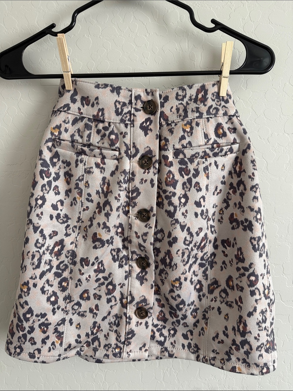 Maurices Beige Leopard-Print Button Front A-Line Skirt